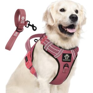 Doggo Bite Premium Reflective Dog Vest Harness| Soft Breathable| Padded Handle| Adjustable Straps & Dual Lock Buckle| No-Choke Design with Free Leash-22mm Chest 28-37inch All Giant Breeds 35-60Kg