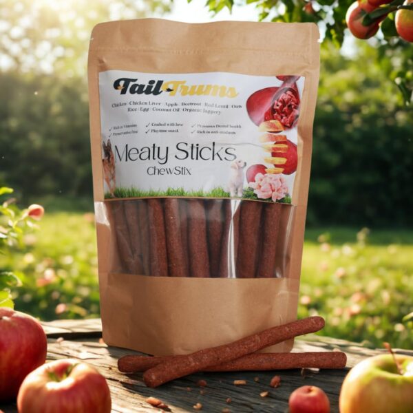 61bjOYqs6AL._SL1080_.jpg Tailtrums Dog Sticks – Chicken Meat Sticks 450g | Healthy Dog Food | Freshly Baked Dog Treats, All Natural & Preservative Free | Human-Grade Ingredients (All Breeds)