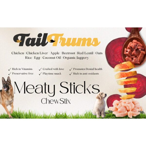 61cryeUrd-L._SL1080_.jpg Tailtrums Dog Sticks – Chicken Meat Sticks 450g | Healthy Dog Food | Freshly Baked Dog Treats, All Natural & Preservative Free | Human-Grade Ingredients (All Breeds)