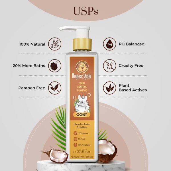 61kVKDvrXiL._SL1100_.jpg Dogsee Veda Coconut Dog Shampoo 400 ml | Shed Control & Hair Fall Reduction | Ayurvedic, Sulfate-Free & Paraben-Free | Moisturizing & Anti-Fungal | Safe for, Pomeranian, Golden Retriever, Puppies