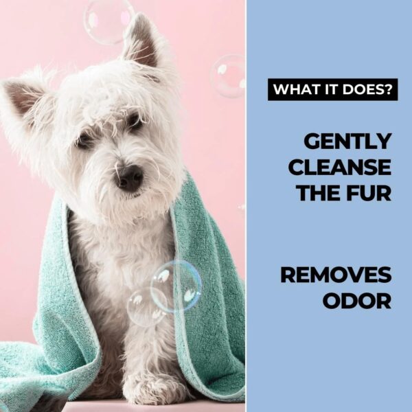 61mAfVXXjSL._SL1215_.jpg Moe Puppy Waterless Dry Shampoo for Dogs & Cats | Cleansing & Conditioning, Detangling & Moisturizing | Quick Odor Removal | Safe for Puppies & Kittens (150 ml)