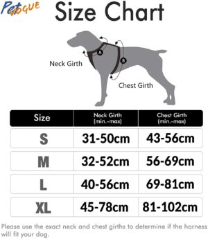 PetVogue Dog Chest Harness No Pull Dogs Medium Size Adjustable PetVogue Dog Chest Harness No Pull Dogs Medium Size Adjustable Pet Harness Leash Clips with Lock, Reflective Pet Dog Walking Harness with Easy Control Handle - Black