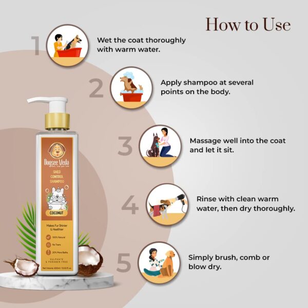 61o-NJ-l44L._SL1100_.jpg Dogsee Veda Coconut Dog Shampoo 400 ml | Shed Control & Hair Fall Reduction | Ayurvedic, Sulfate-Free & Paraben-Free | Moisturizing & Anti-Fungal | Safe for, Pomeranian, Golden Retriever, Puppies