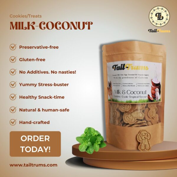 61pmHkdAuaL._SL1080_.jpg TailTrums Dog Biscuits – Milk & Coconut Cookies with Calcium 250g | Healthy Dog Food | All Breeds |