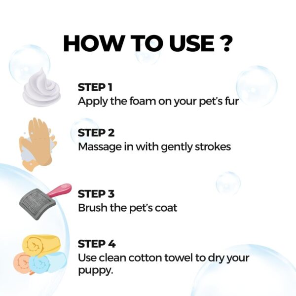 61z8Z0E55L._SL1215_.jpg Moe Puppy Waterless Dry Shampoo for Dogs & Cats | Cleansing & Conditioning, Detangling & Moisturizing | Quick Odor Removal | Safe for Puppies & Kittens (300 ml)