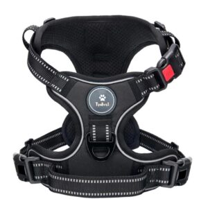 Dog Harness Dog Body Belt Vest for Large Medium Small Dogs with Safety Reflective No Pull Adjustable Military Style Dog Vest Training Harness(Black, Small)