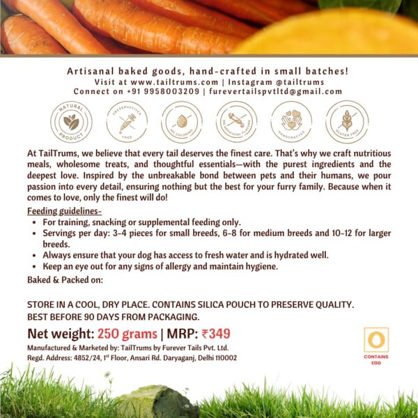 711lA7cJsIL._SL1080_.jpg TailTrums Dog Biscuits – Carrot & Pumpkin Cookies (250g) | Healthy Dog Food | All Breeds |