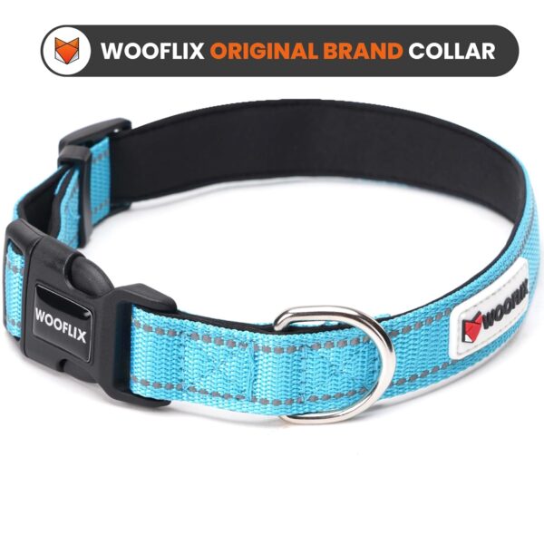 WOOFLIX Reflective Dog Leash And Collar Combo Set|Dog Collar & Anti Slip Padded Handle Leash For Dogs|Highly Reflective|Dog Rope For Medium & Large Dogs|(Leash 6.5 Ft. + Collar Large, Blue, 18 Cm)