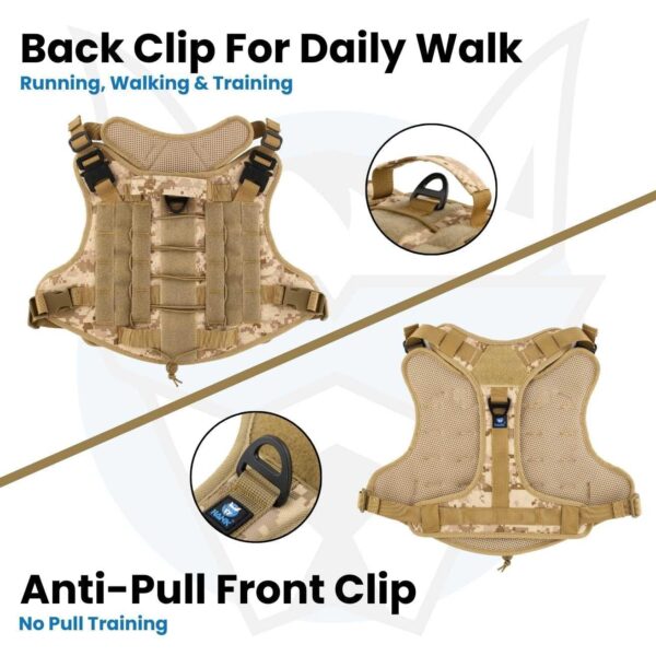 7158MhyDEeL._SL1313_.jpg HANK Tactical Dog Harness & Leash Set - Dog Body Belt - Military Standard Fabric - 2 Metal Buckles - Dog Vest for Training - Walking - Adventure (Camouflage, S - (Harness + Leash)