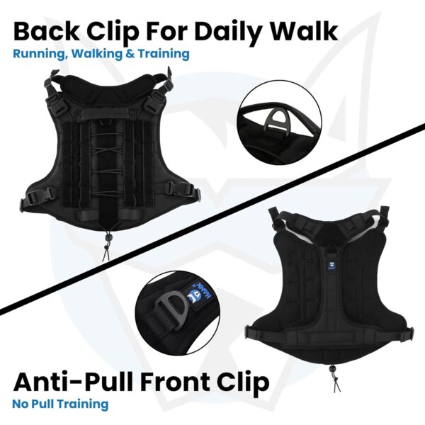 716H6uUpTRL._SL1500_.jpg HANK Tactical Dog Harness - Anti No Pull Dog Chest Belt - 2 Front Metal Buckle - Dog Vest for Training - Walking - Adventure (Tactical Black, L - Harness)