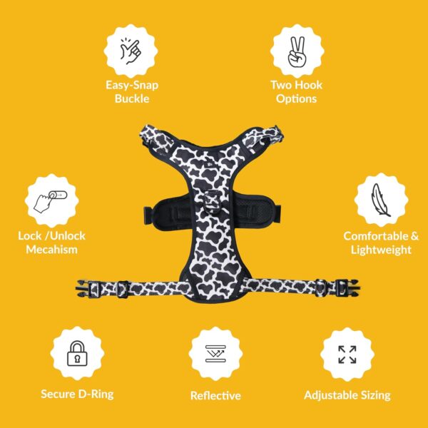 71J93RLku0L._SL1500_.jpg 'Moo-ve Over' Reflective No-Pull Dog Vest Harness for Large Dogs (21-30 kg) | Secure Lock-Unlock, Adjustable fit, Dual Leash Hook, Soft & Padded Harness for All Breed Dog | Chest: 23–30"