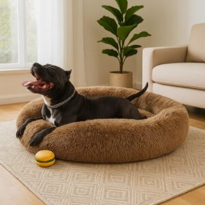 ZEXSAZONE Winter Round Donut Comfortable Durable Both Sides usable and ZEXSAZONE Winter Round Donut Comfortable Durable Both Sides usable and Washable Pet Bed | Dog Bed | Puppy Bed | Cat Bed | Mat Cat | Medium Dog Bed for Cats Puppies Labrador German Shepherd Bulldogs