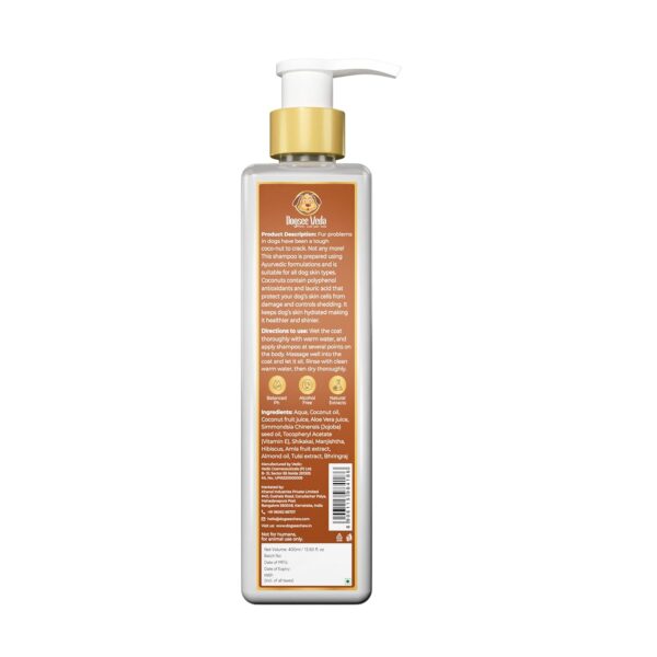 71WFXD9z7L._SL1500_.jpg Dogsee Veda Coconut Dog Shampoo 400 ml | Shed Control & Hair Fall Reduction | Ayurvedic, Sulfate-Free & Paraben-Free | Moisturizing & Anti-Fungal | Safe for, Pomeranian, Golden Retriever, Puppies