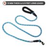 WOOFLIX Reflective Dog Leash And Collar Combo Set|Dog Collar & Anti Slip Padded Handle Leash For Dogs|Highly Reflective|Dog Rope For Medium & Large Dogs|(Leash 6.5 Ft. + Collar Large, Blue, 18 Cm)