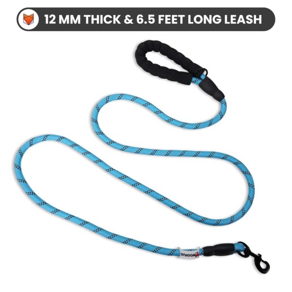 WOOFLIX Reflective Dog Leash And Collar Combo Set|Dog Collar & Anti Slip Padded Handle Leash For Dogs|Highly Reflective|Dog Rope For Medium & Large Dogs|(Leash 6.5 Ft. + Collar Large, Blue, 18 Cm)