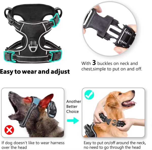 Dog Harness Dog Body Belt Vest for Large Medium Small Dogs with Safety Reflective No Pull Adjustable Military Style Dog Vest Training Harness(Black, Small)