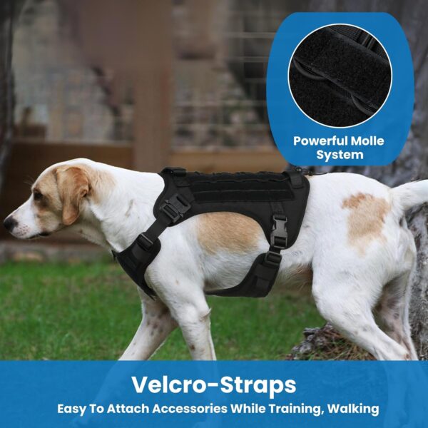 81QFOG-kh5L._SL1500_.jpg HANK Tactical Dog Harness - Anti No Pull Dog Chest Belt - 2 Front Metal Buckle - Dog Vest for Training - Walking - Adventure (Tactical Black, L - Harness)