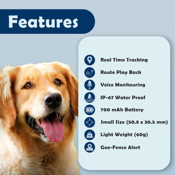 Acumen Track Pet Tracker Wireless GPS Tracker for Dog with Voice Monitoring, GeoFence, Inbuilt Battery 800 Mah Mini GPS Device with one Year Replacement Warranty, Water Resistance GPS Tracker