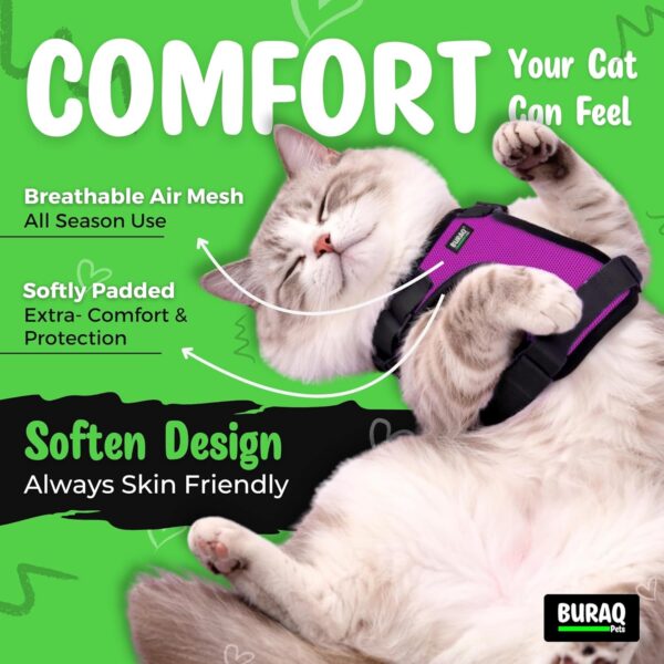 81btzogWKjL._SL1500_.jpg Buraq No Pull Cat Harness with Leash, Escape Proof, Ultra-Light Weight, Air Mesh Fabric, Aesthetic Design Adjustable Cat Leash with Harness (S - Black)
