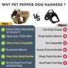 PET PEPPER Premium Dog Harness - Military Standard Metal Buckles || Free Velcro Patches || No-Pull Dog Vest || Breathable Mesh || Oxford Fabric || For All Dog Breeds (Brown, L), Large